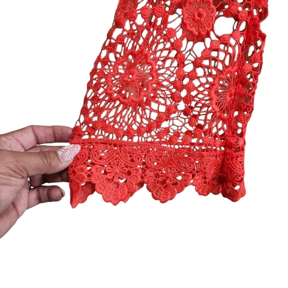 H&M COACHELLA DRESS ORANGE CROCHET STYLE COVER UP SZ M - Picture 9 of 10